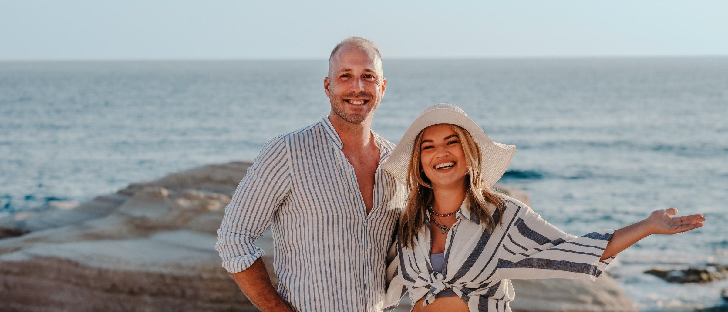 Lily and Daniel on the coast of Cyprus